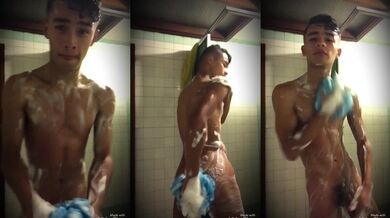Fit Twink Taking a shower hard