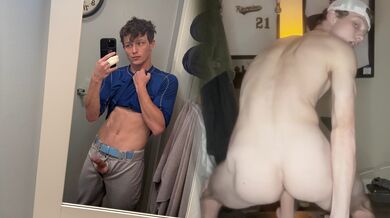 Cute baseball player fucks himself with a huge dildo - Samboxer