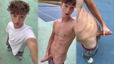 Stroking and Nutting My Big Cock On My Tennis Court - Svandylove