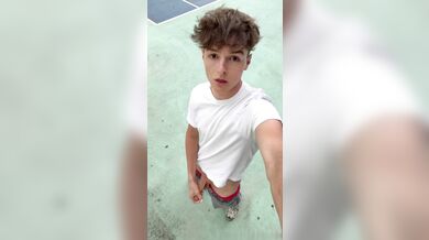 Stroking and Nutting My Big Cock On My Tennis Court - Svandylove