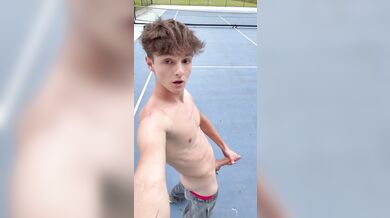 Stroking and Nutting My Big Cock On My Tennis Court - Svandylove